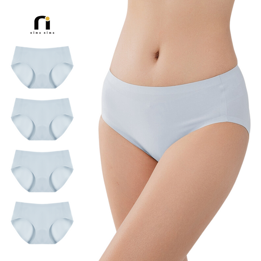 シームレス 100%綿 ブルー 4点セット