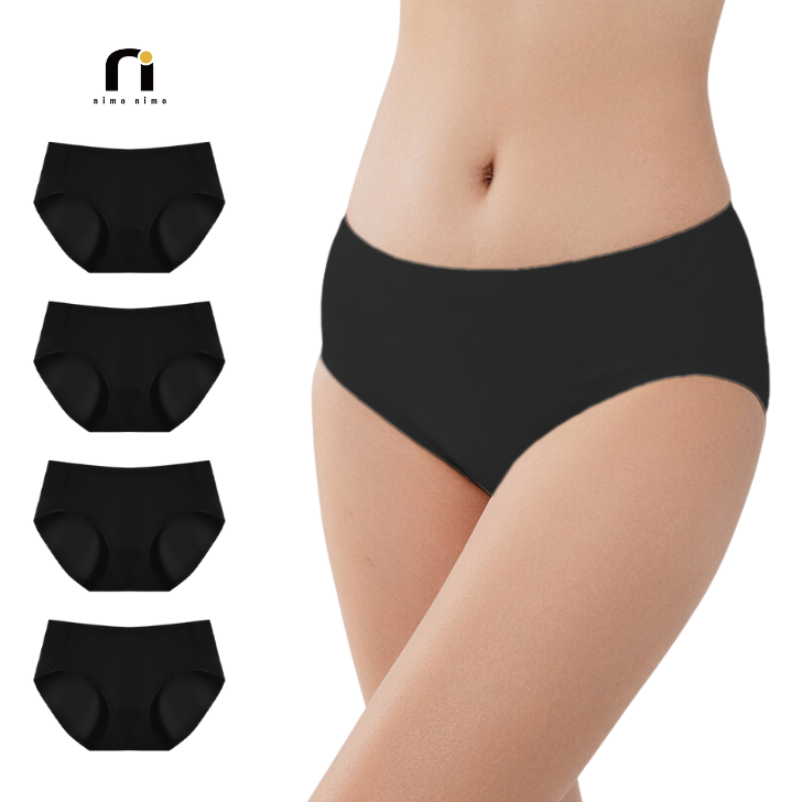 シームレス 100%綿 ブラック 4点セット